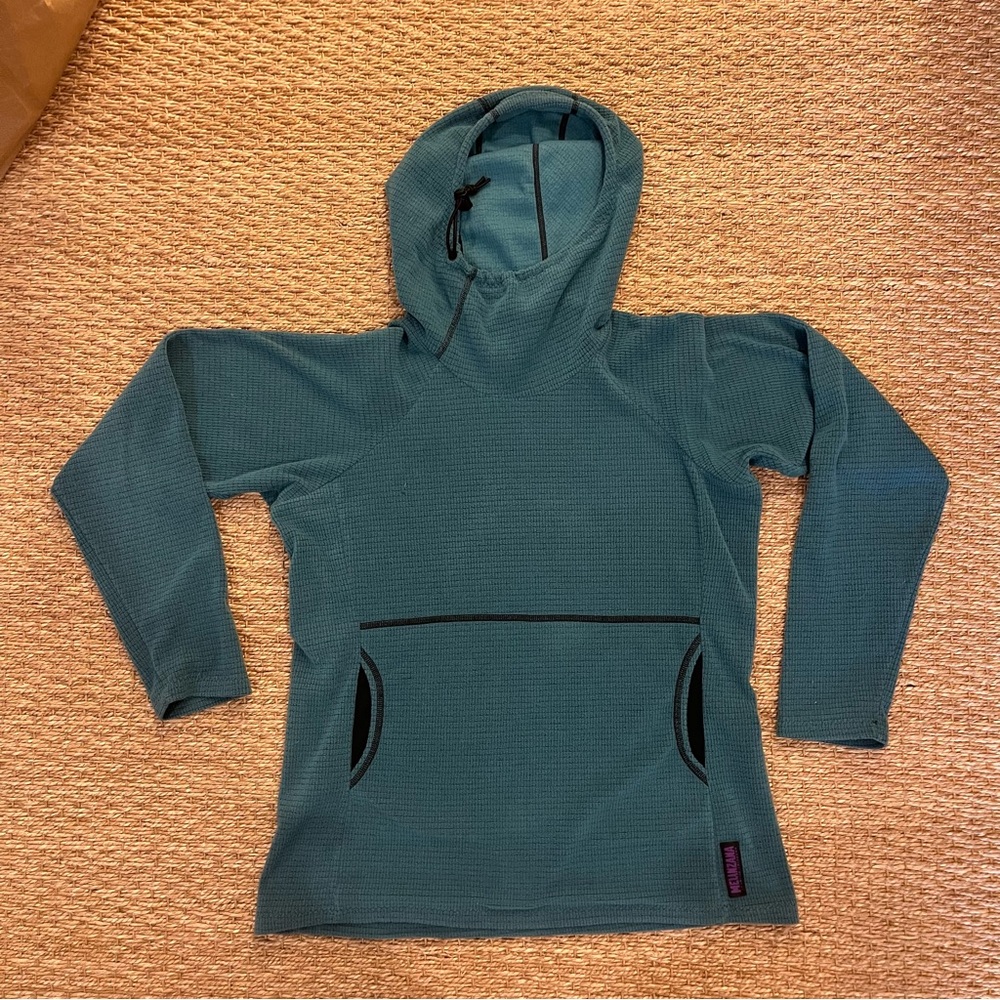 Blue Melanzana micro grid hoodie